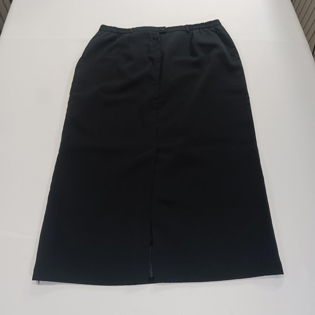 Sag Harbor S43096 Women's Rear Zipper & Slit Black Pencil Skirt Size 16 Waist 34