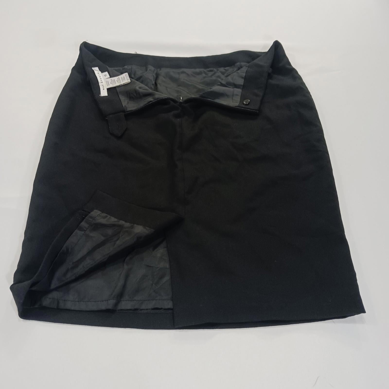 Max Studio A712Q11B Women's Rear Zipper & Slit Black Pencil Skirt Size 10