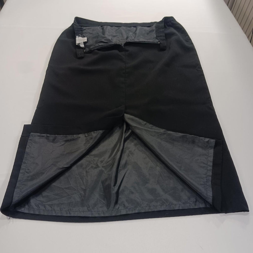 Sag Harbor S43096 Women's Rear Zipper & Slit Black Pencil Skirt Size 16 Waist 34