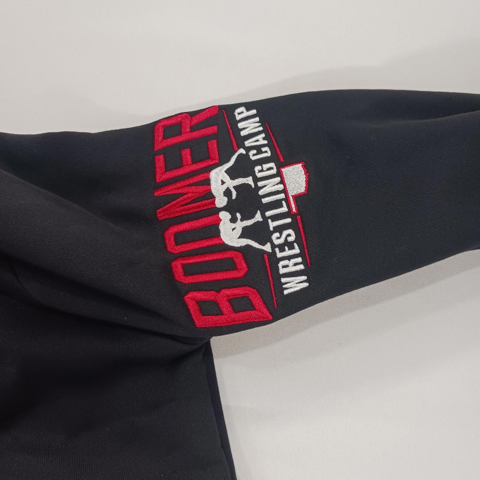 Boomer Wrestling Camp Mens Black & Red Cotton Blend Pullover Sweatshirt Sz Small