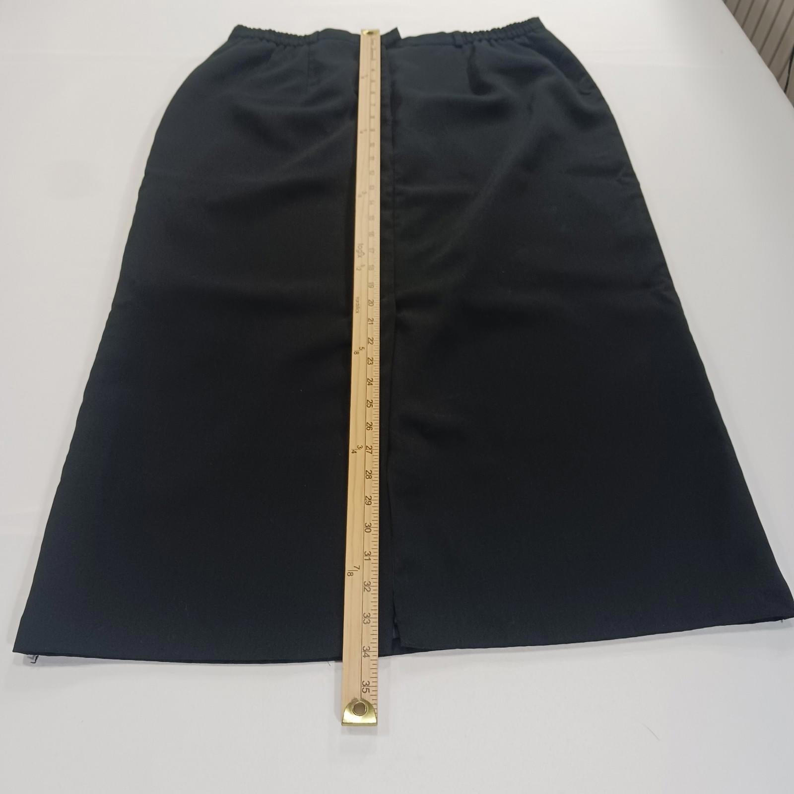 Sag Harbor S43096 Women's Rear Zipper & Slit Black Pencil Skirt Size 16 Waist 34