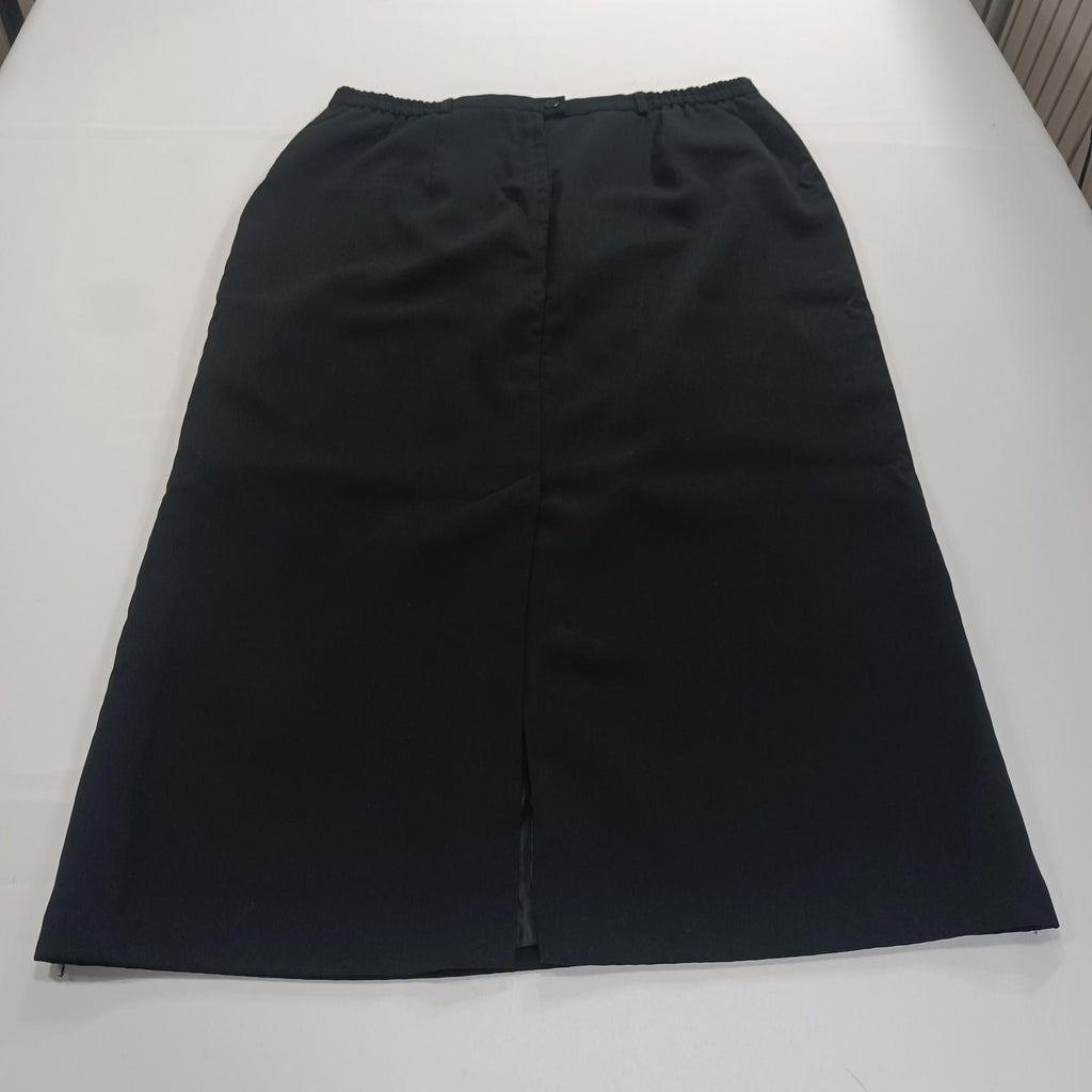 Sag Harbor S43096 Women's Rear Zipper & Slit Black Pencil Skirt Size 16 Waist 34