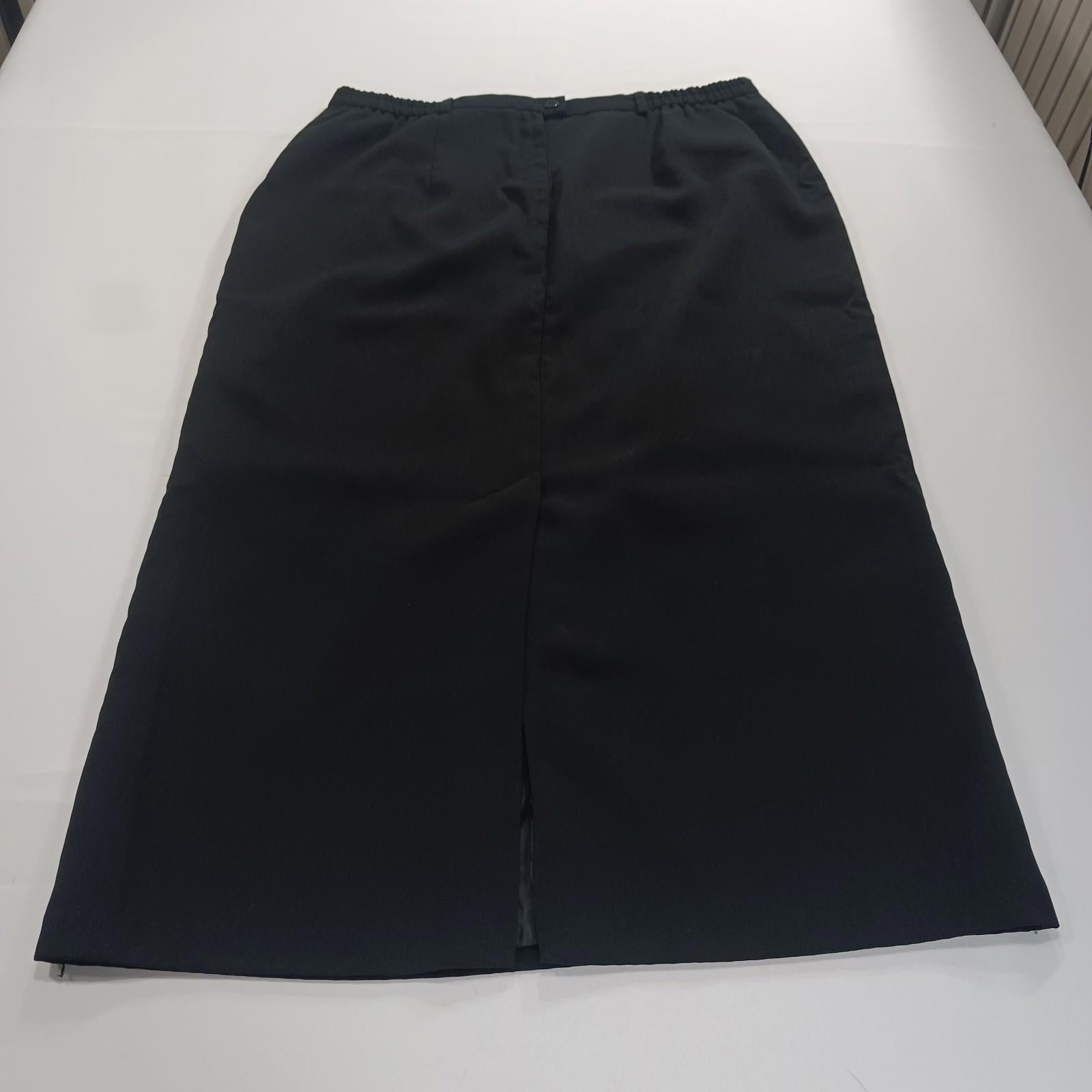 Sag Harbor S43096 Women's Rear Zipper & Slit Black Pencil Skirt Size 16 Waist 34