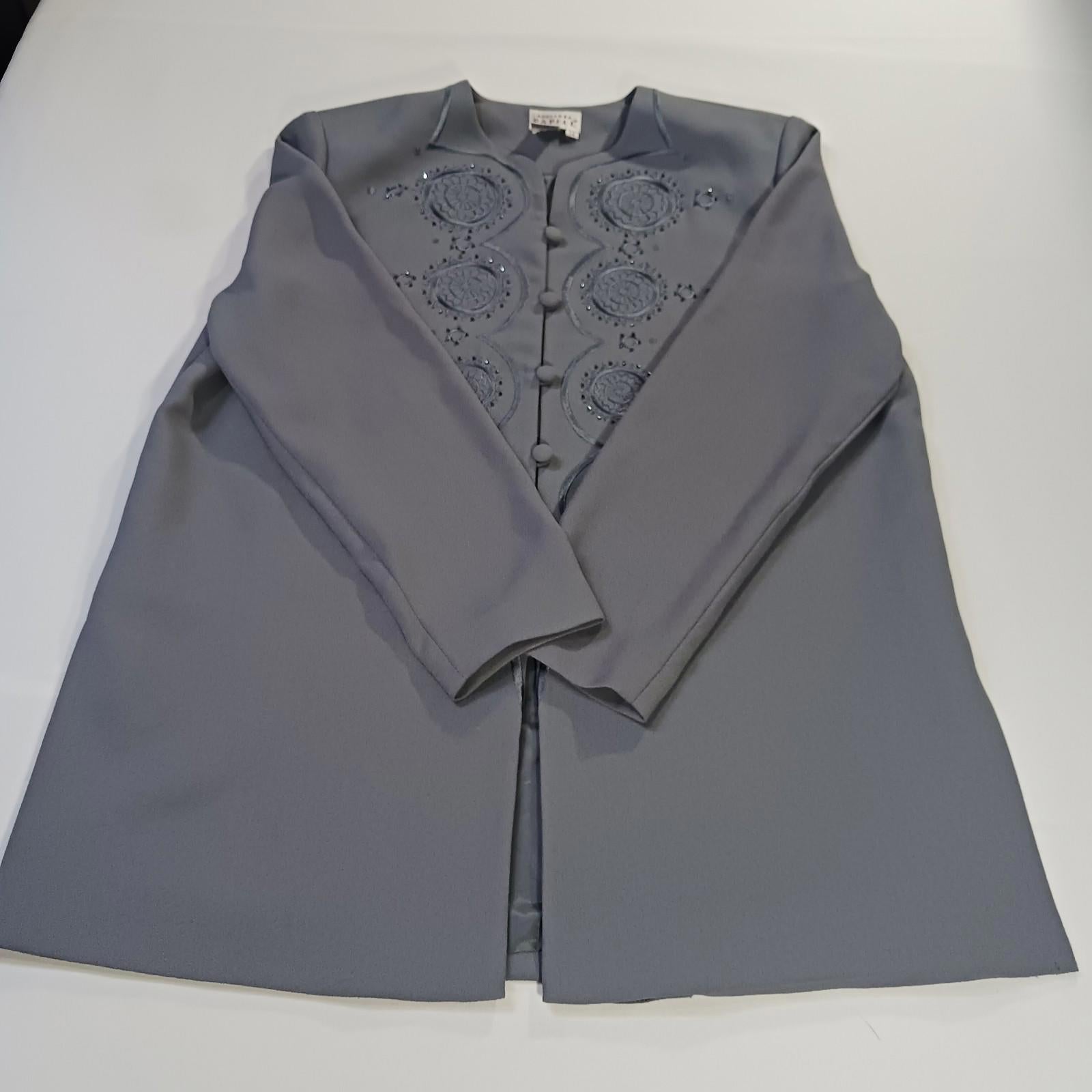 Adrianna Papell Women's Gray Long Sleeve Blazer Jacket Sz 14