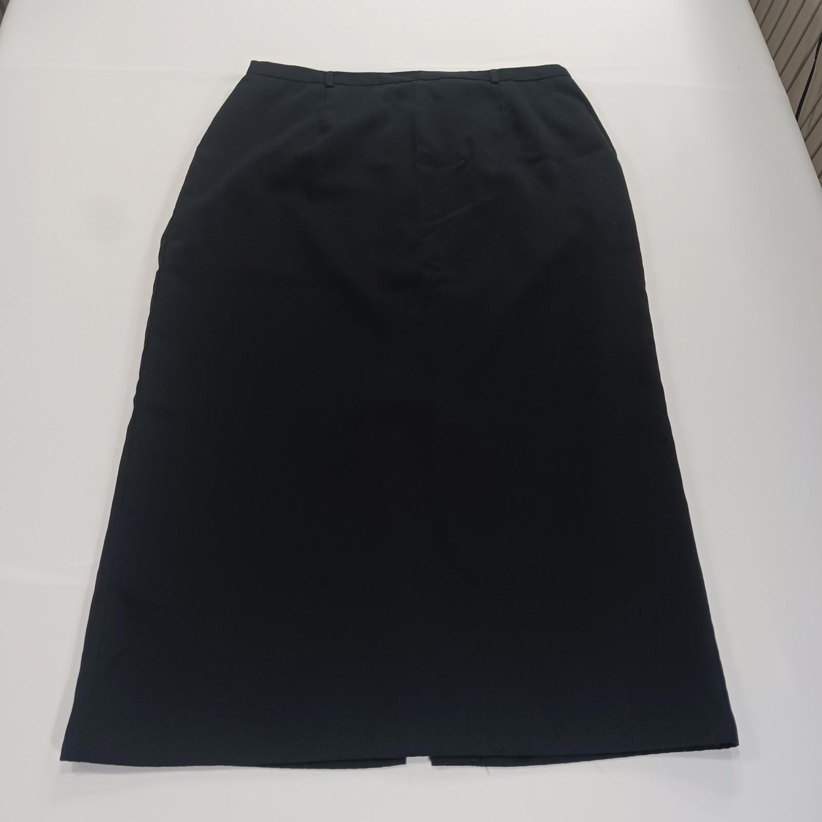 Sag Harbor S43096 Women's Rear Zipper & Slit Black Pencil Skirt Size 16 Waist 34