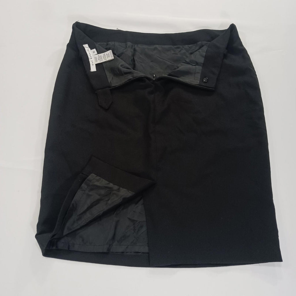 Max Studio A712Q11B Women's Rear Zipper & Slit Black Pencil Skirt Size 10