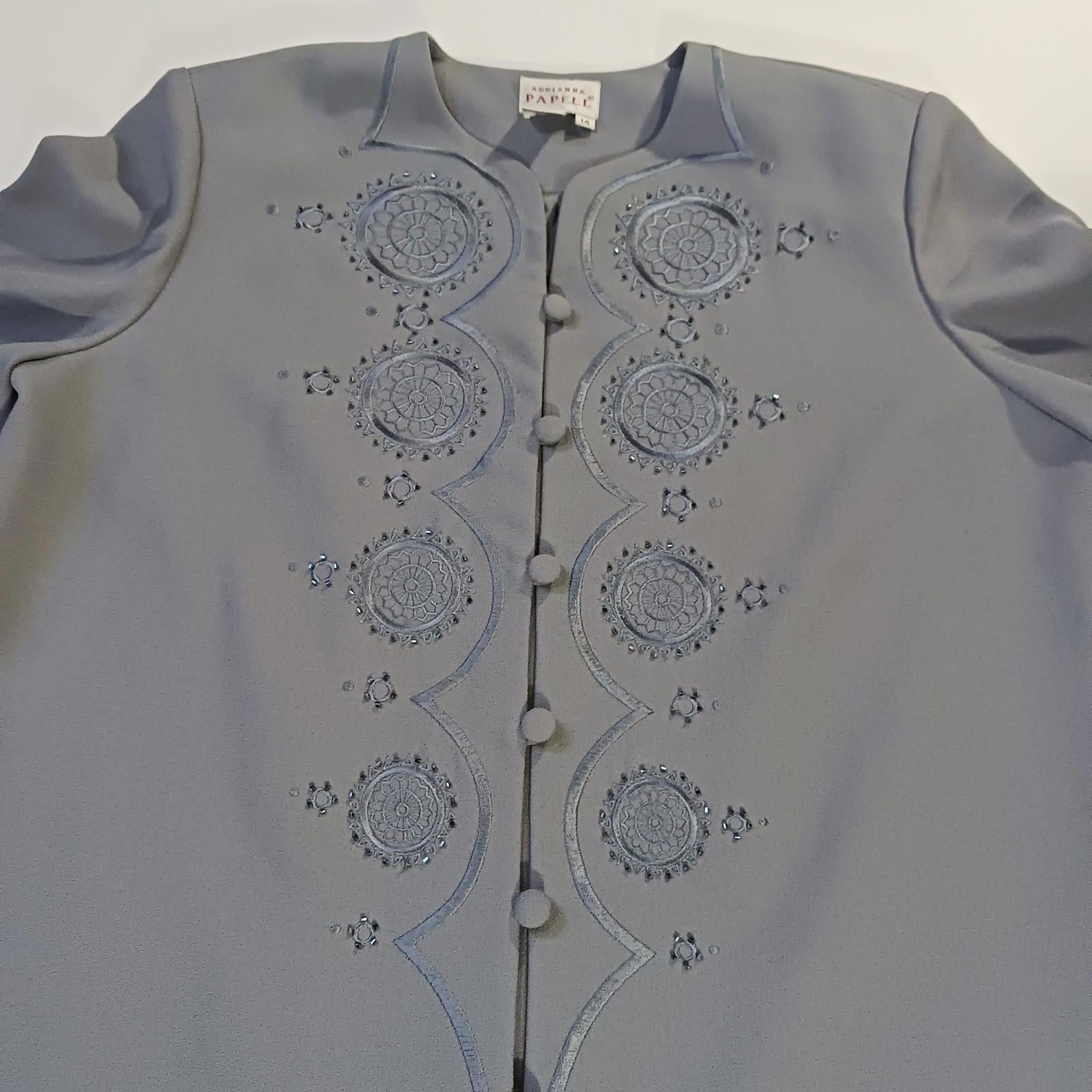 Adrianna Papell Women's Gray Long Sleeve Blazer Jacket Sz 14