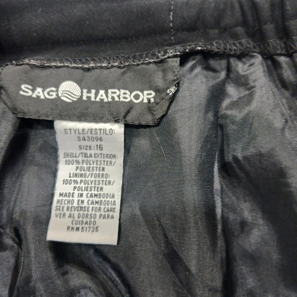 Sag Harbor S43096 Women's Rear Zipper & Slit Black Pencil Skirt Size 16 Waist 34