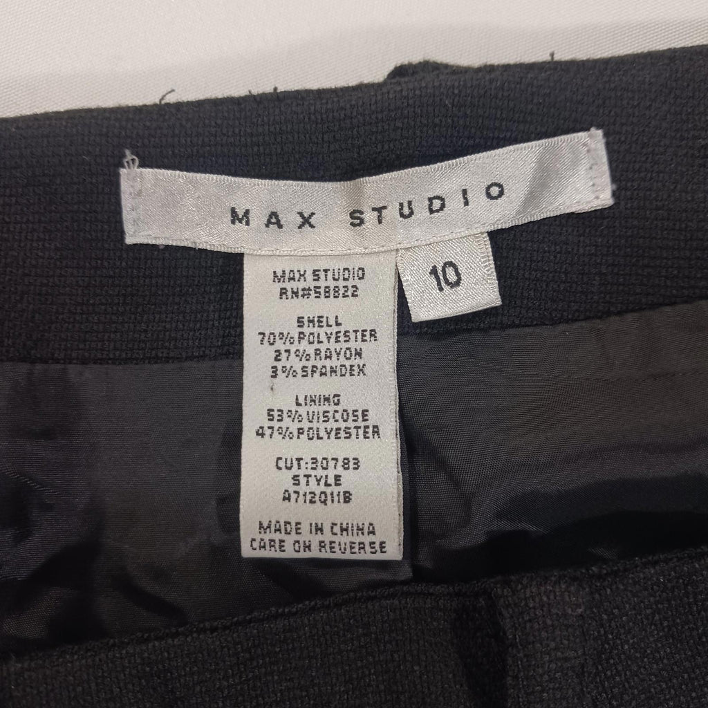 Max Studio A712Q11B Women's Rear Zipper & Slit Black Pencil Skirt Size 10