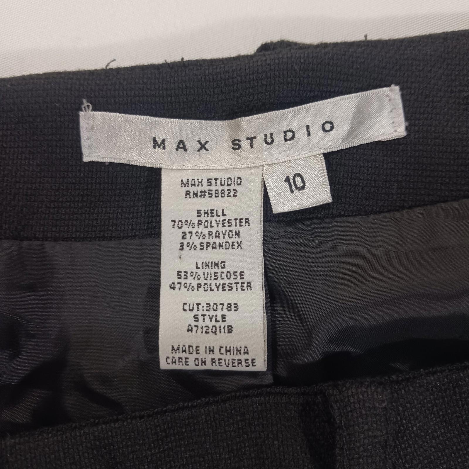 Max Studio A712Q11B Women's Rear Zipper & Slit Black Pencil Skirt Size 10