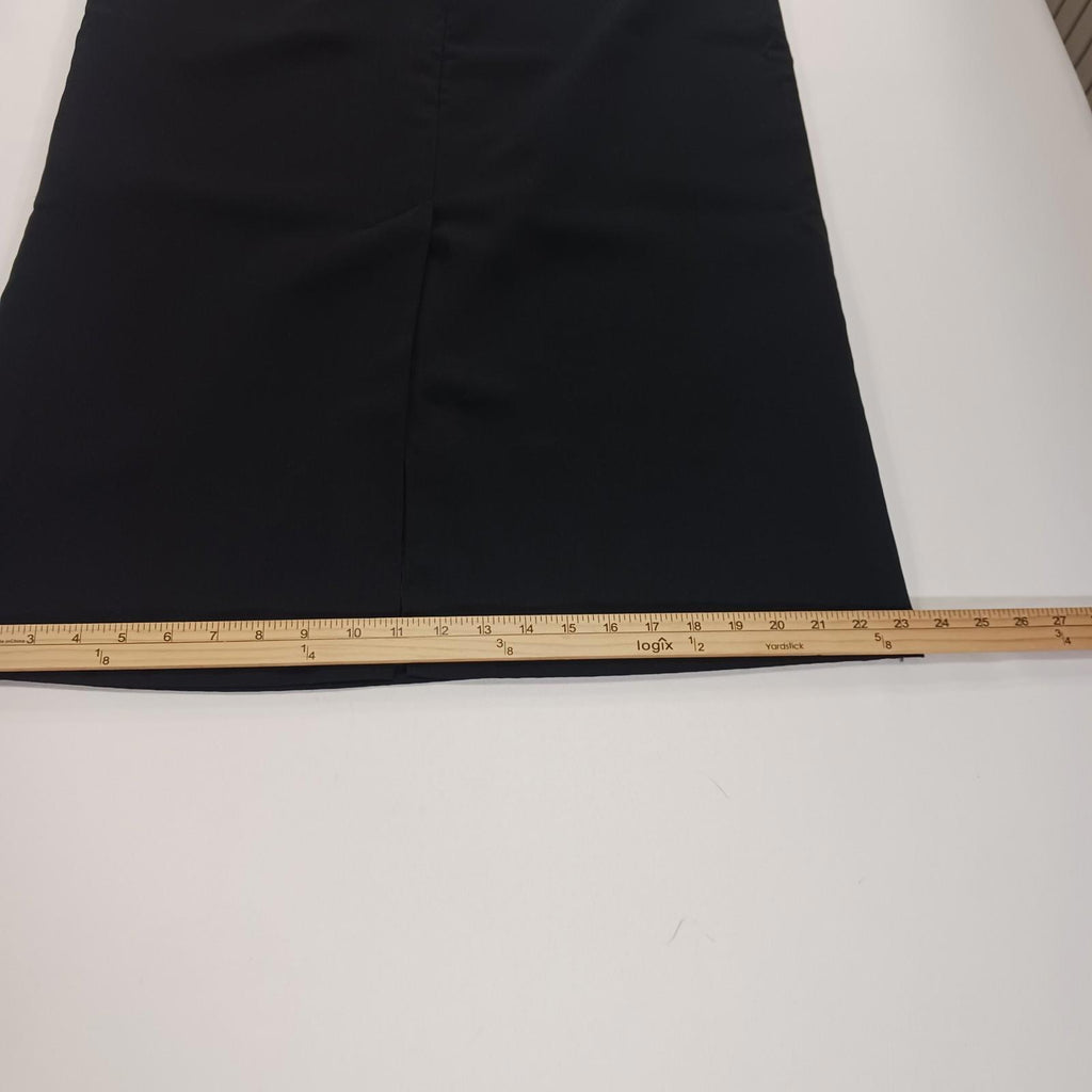 Sag Harbor S43096 Women's Rear Zipper & Slit Black Pencil Skirt Size 16 Waist 34