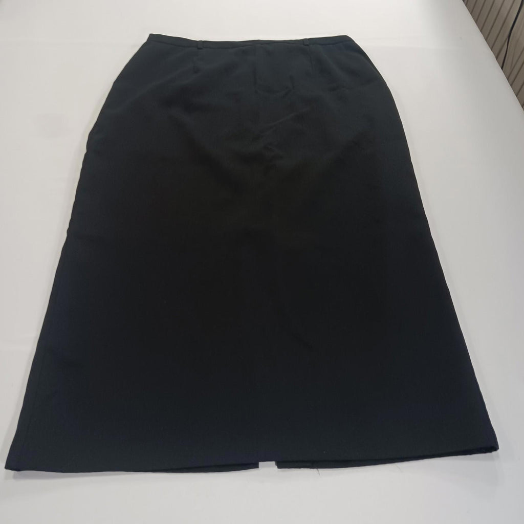 Sag Harbor S43096 Women's Rear Zipper & Slit Black Pencil Skirt Size 16 Waist 34