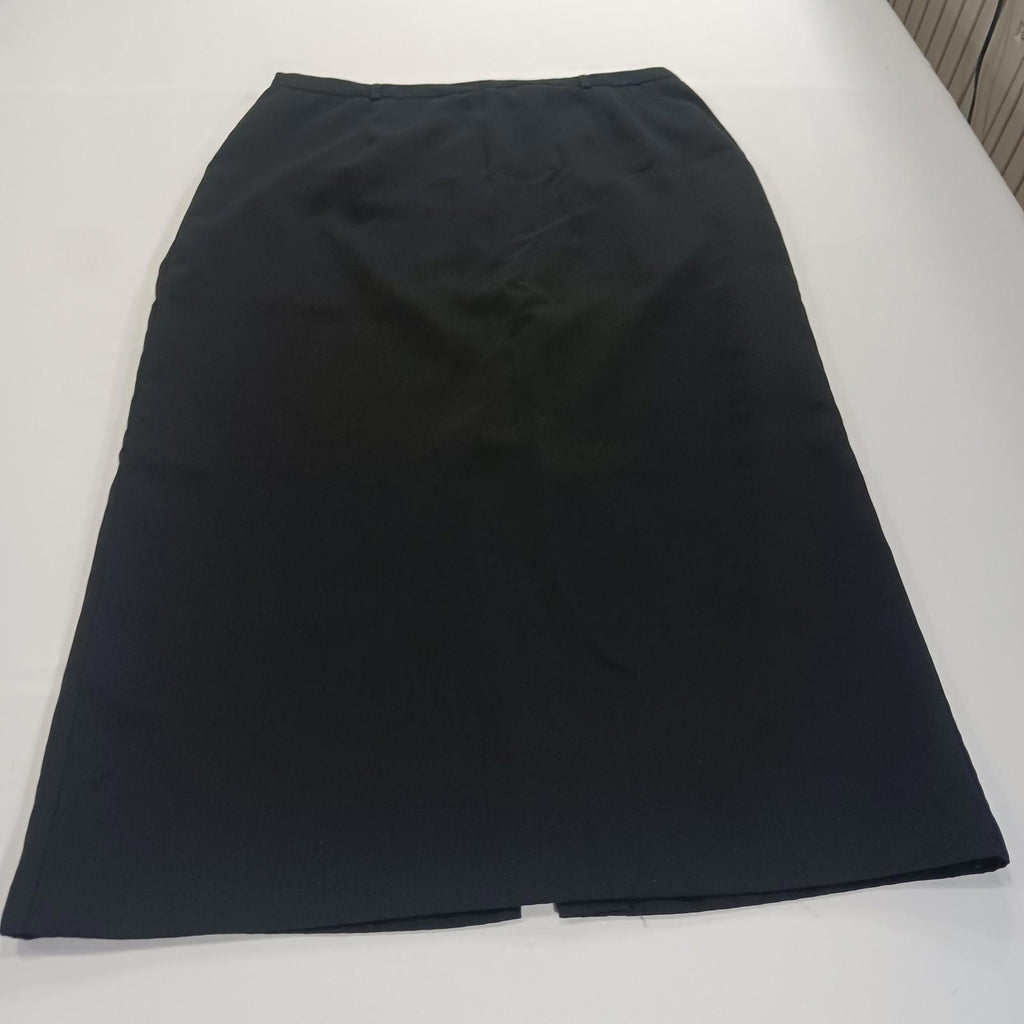 Sag Harbor S43096 Women's Rear Zipper & Slit Black Pencil Skirt Size 16 Waist 34