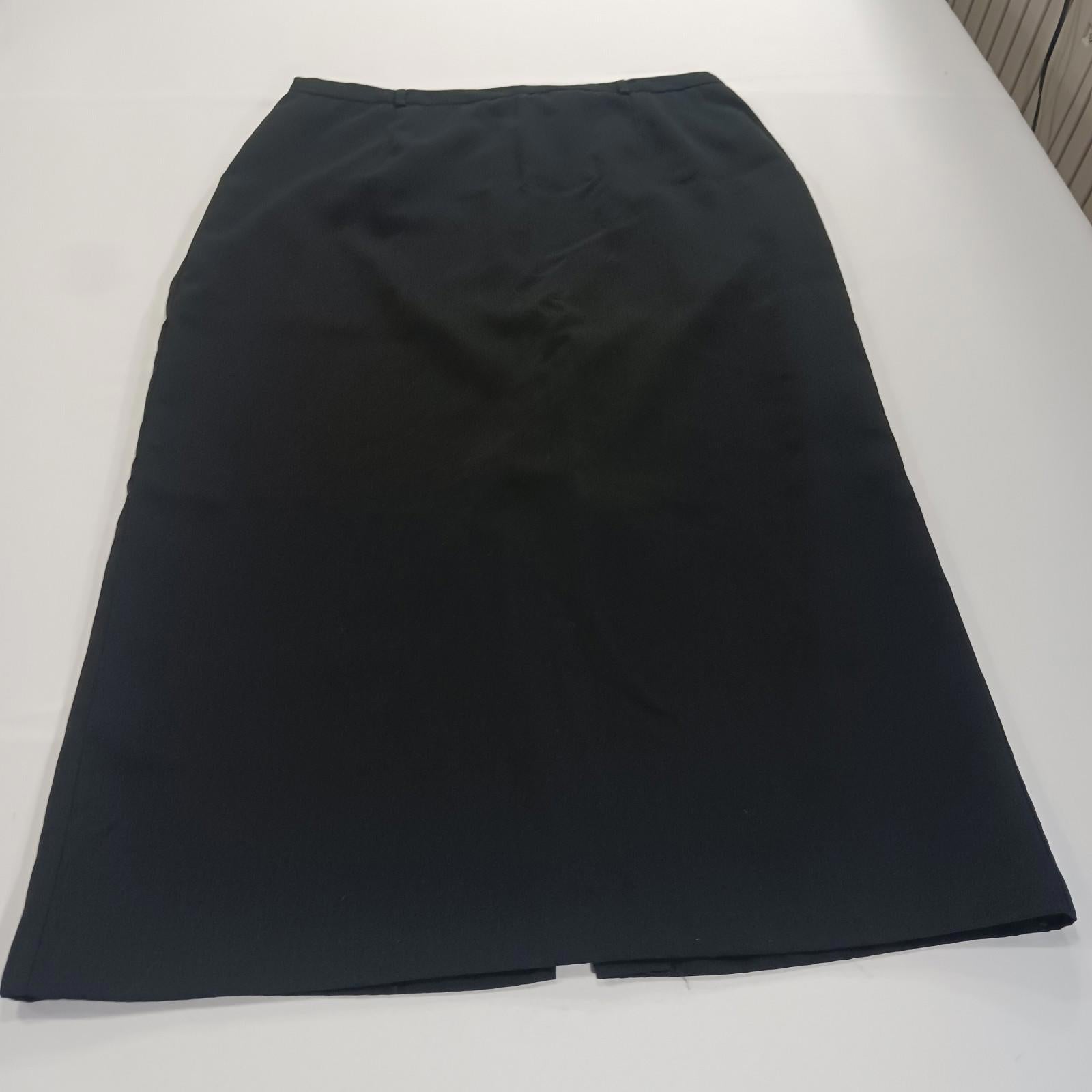 Sag Harbor S43096 Women's Rear Zipper & Slit Black Pencil Skirt Size 16 Waist 34