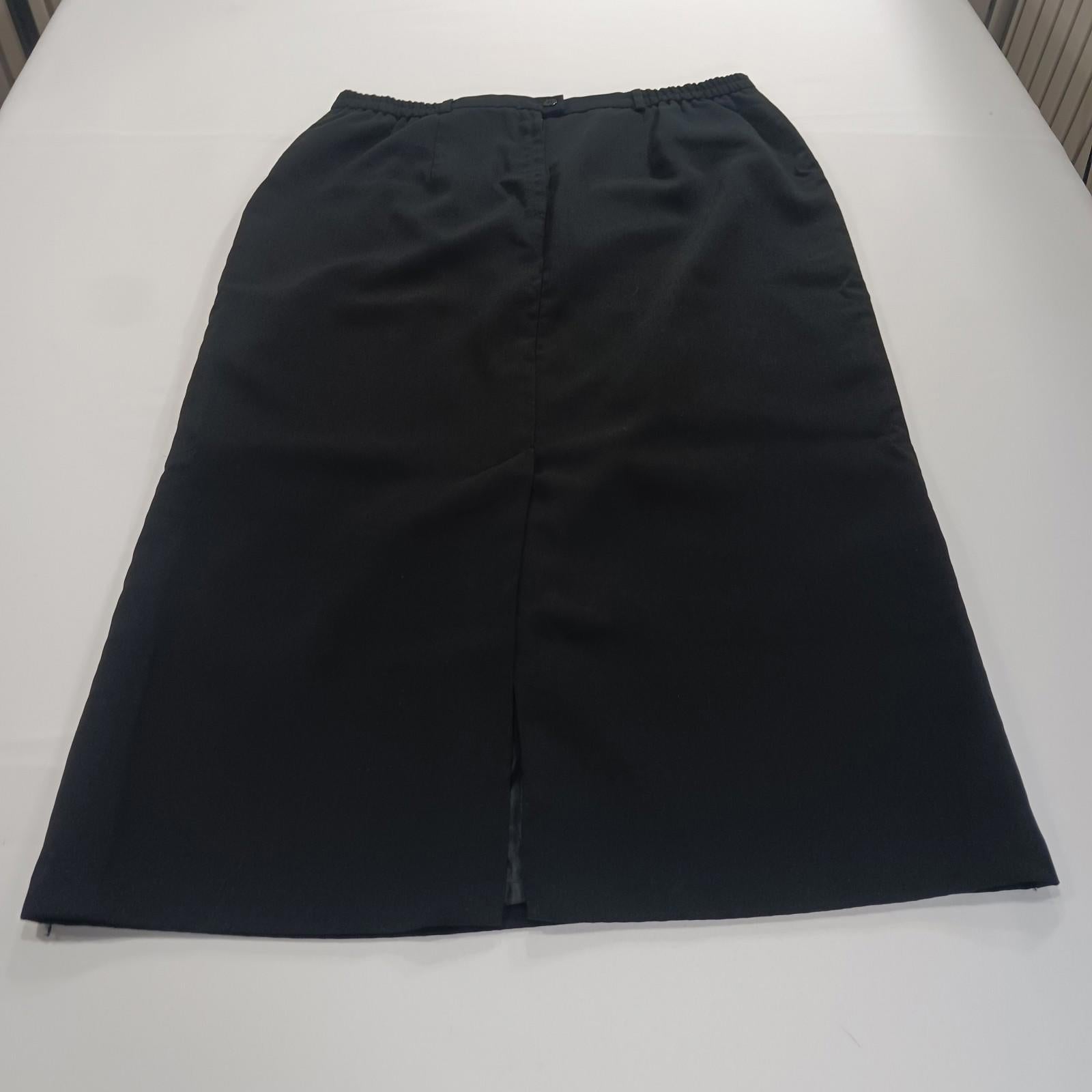 Sag Harbor S43096 Women's Rear Zipper & Slit Black Pencil Skirt Size 16 Waist 34
