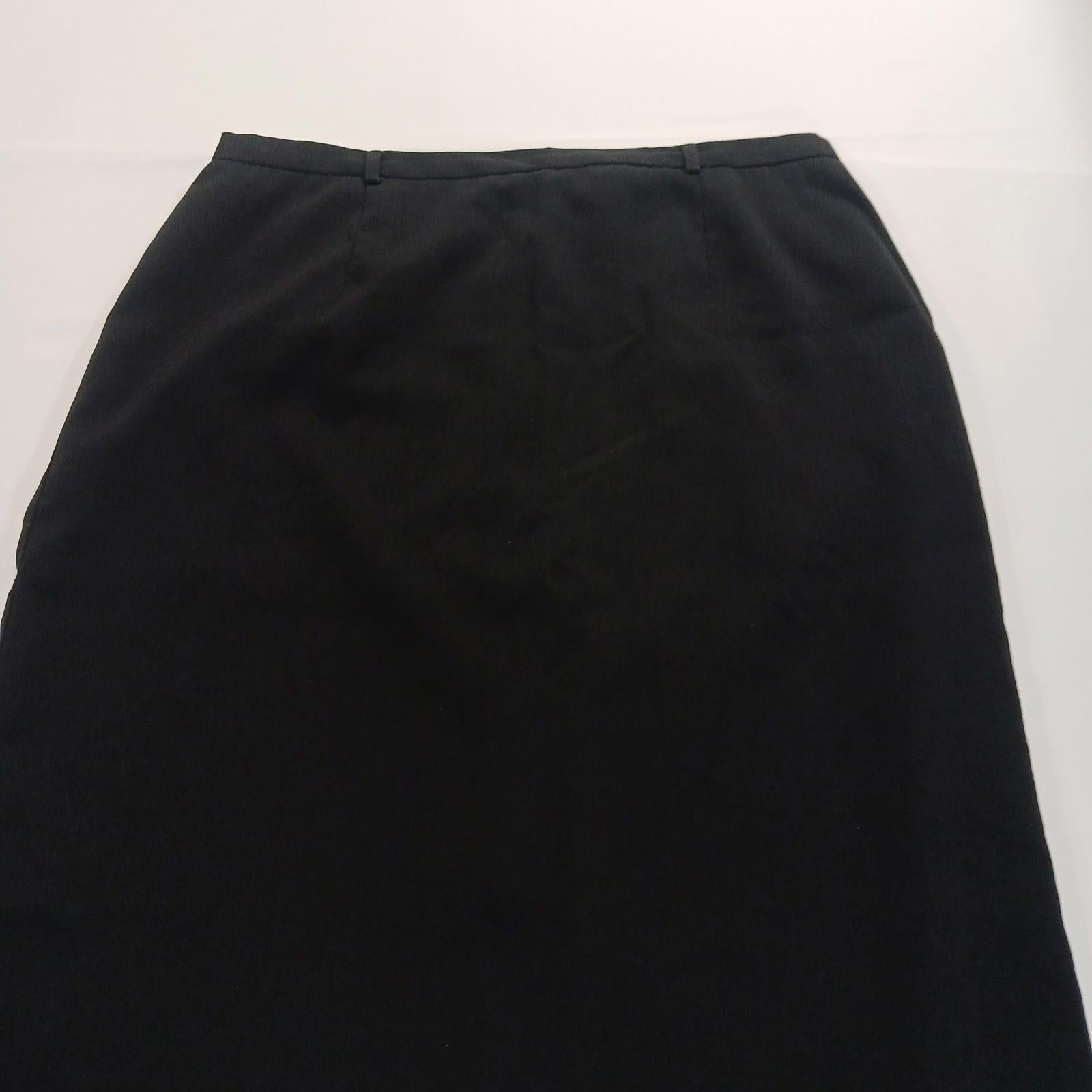 Sag Harbor S43096 Women's Rear Zipper & Slit Black Pencil Skirt Size 16 Waist 34