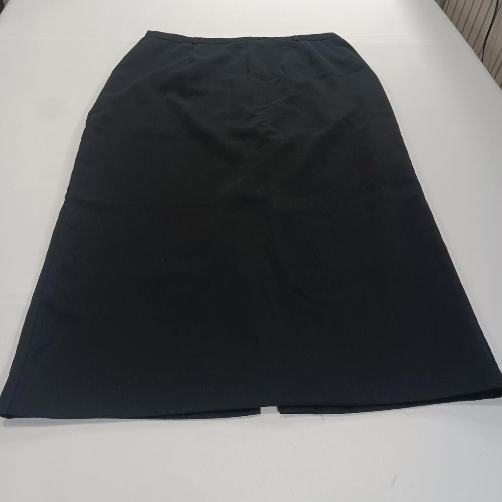 Sag Harbor S43096 Women's Rear Zipper & Slit Black Pencil Skirt Size 16 Waist 34
