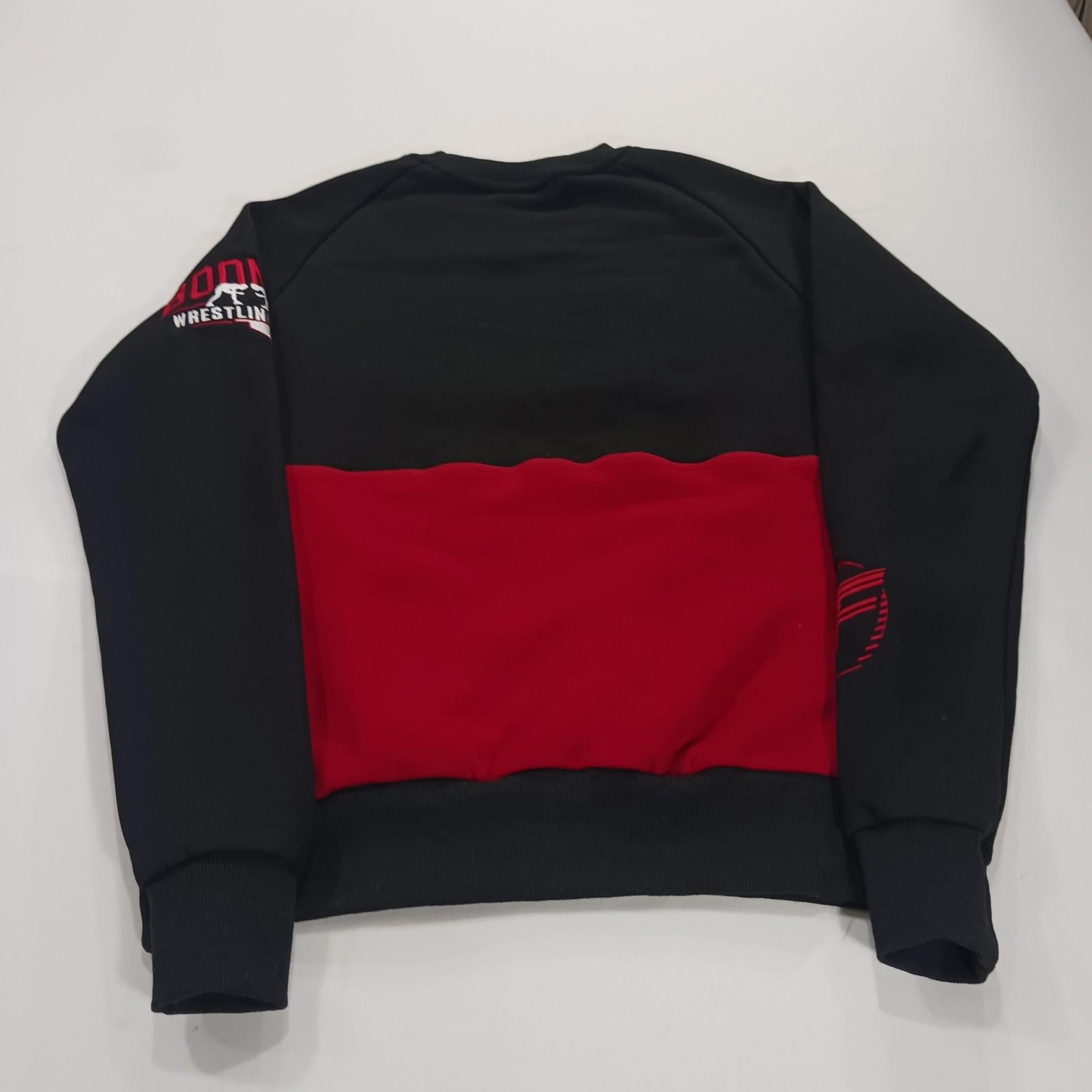 Boomer Wrestling Camp Mens Black & Red Cotton Blend Pullover Sweatshirt Sz Small